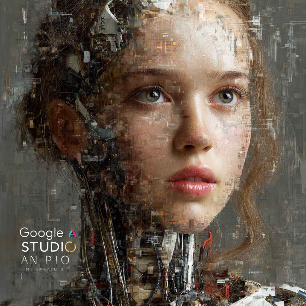 Female portrait of Google AI Studio, a creative AI designer