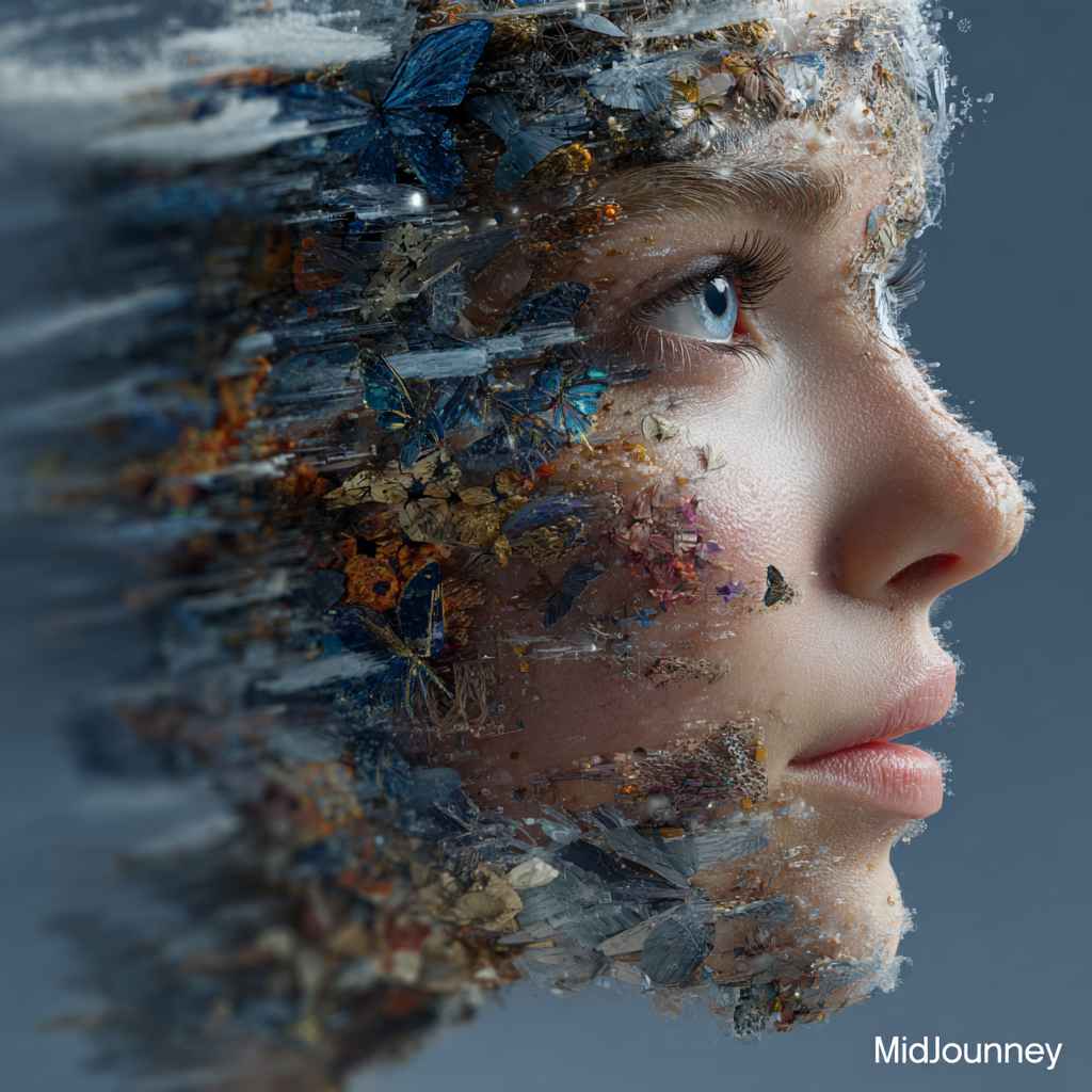 Female portrait of Midjourney AI, an artistic and imaginative AI creator